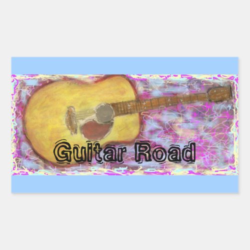 Guitar Road Rectangular Sticker