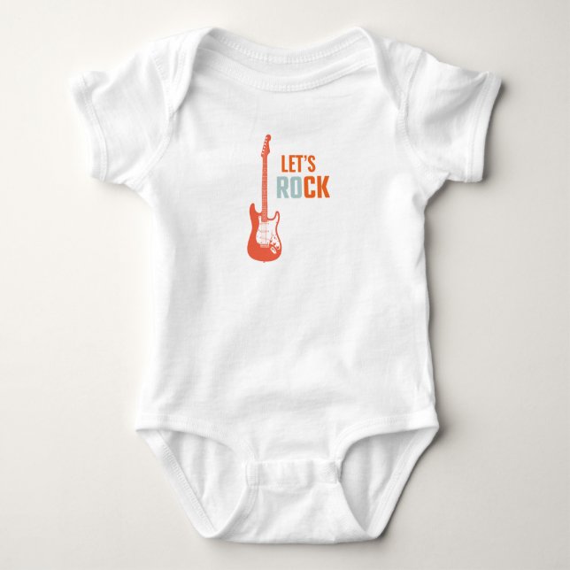 Guitar Rock and Roll Music Rockstar First Birthday Baby Bodysuit (Front)