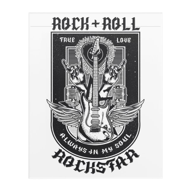 Guitar Rock design Acrylic Print (Front)