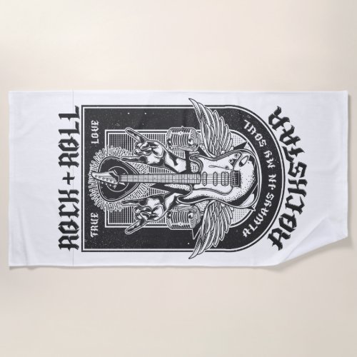 Guitar Rock design Beach Towel