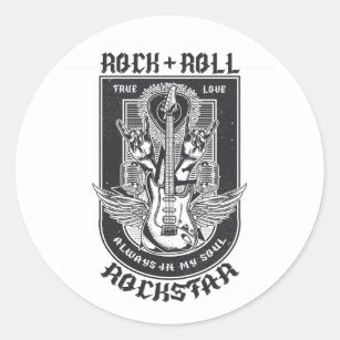Guitar Rock design Classic Round Sticker