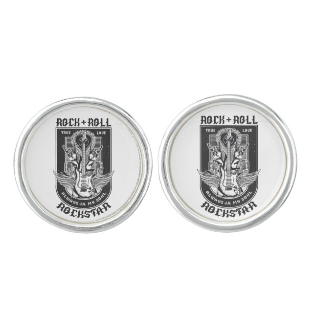 Guitar Rock design Cufflinks (Front)