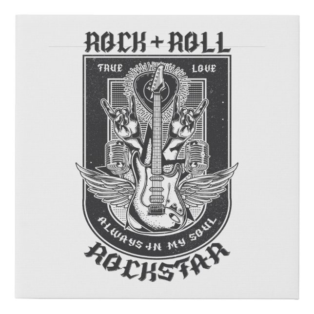 Guitar Rock design Faux Canvas Print (Front)