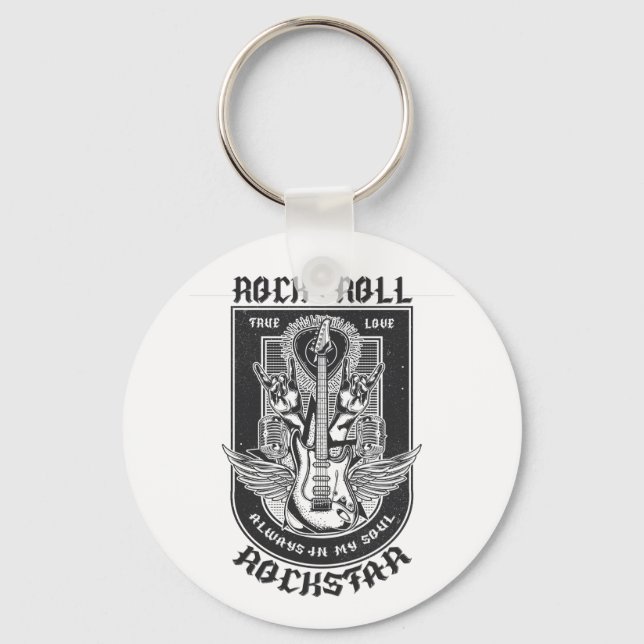 Guitar Rock design Keychain (Front)
