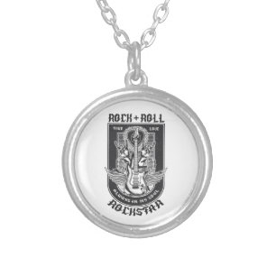 Guitar Rock design Silver Plated Necklace