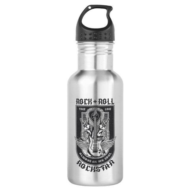 Guitar Rock design Stainless Steel Water Bottle (Front)