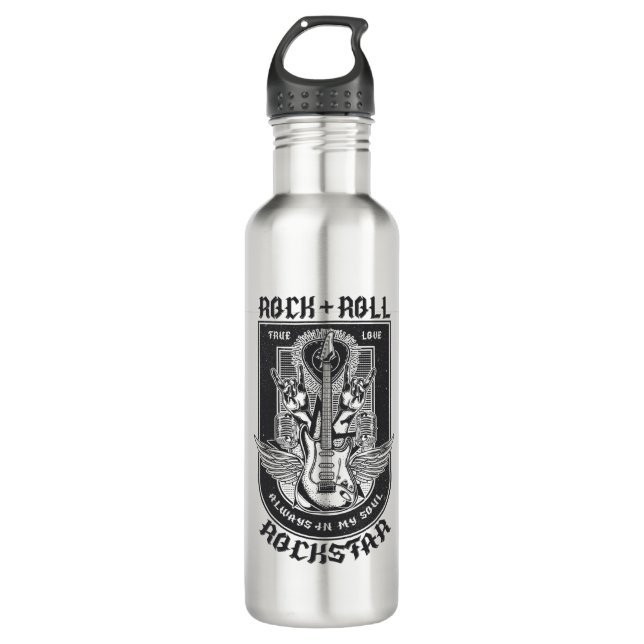 Guitar Rock design Stainless Steel Water Bottle (Front)