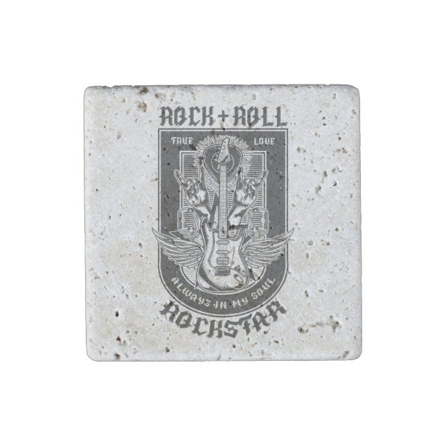 Guitar Rock design Stone Magnet (Front)