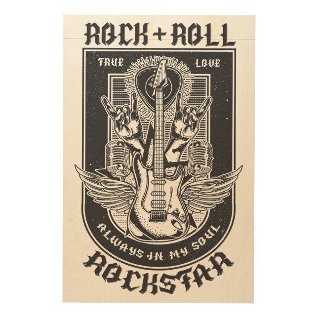 Guitar Rock design Wood Wall Art (Front)