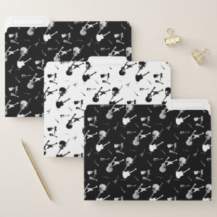 Guitar Rock Jazz Black White Pattern File Folders