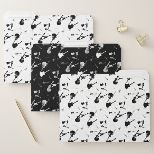 Guitar Rock Jazz White Black Pattern File Folders