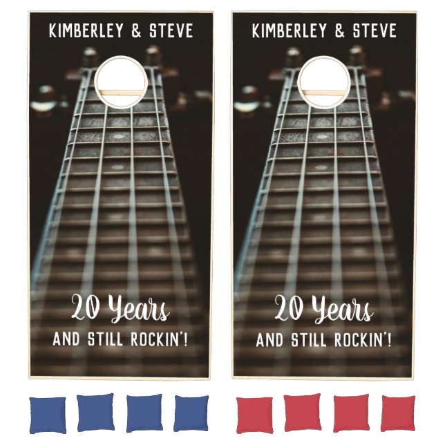 Guitar Rock Music Anniversary Birthday Cornhole Set (Set)