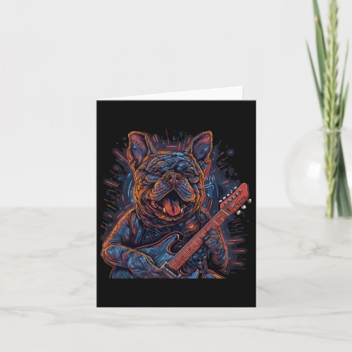 Guitar Rock Music French Bulldog  Card