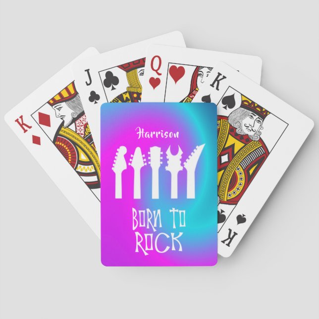 Guitar Rock Music Personalized Poker Cards (Back)
