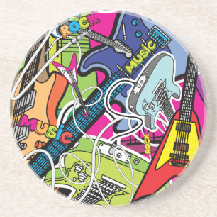 Guitar Rock Music Star Grunge Grafitti Coasters