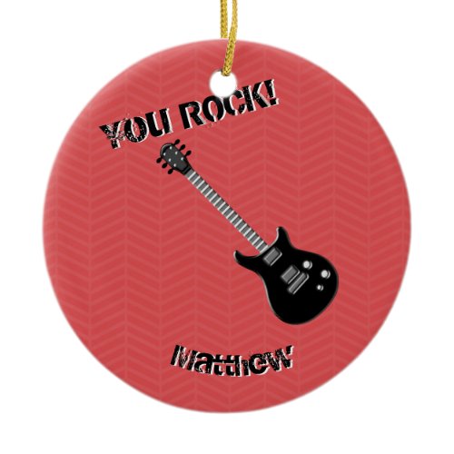 Guitar Rock Star Ceramic Ornament