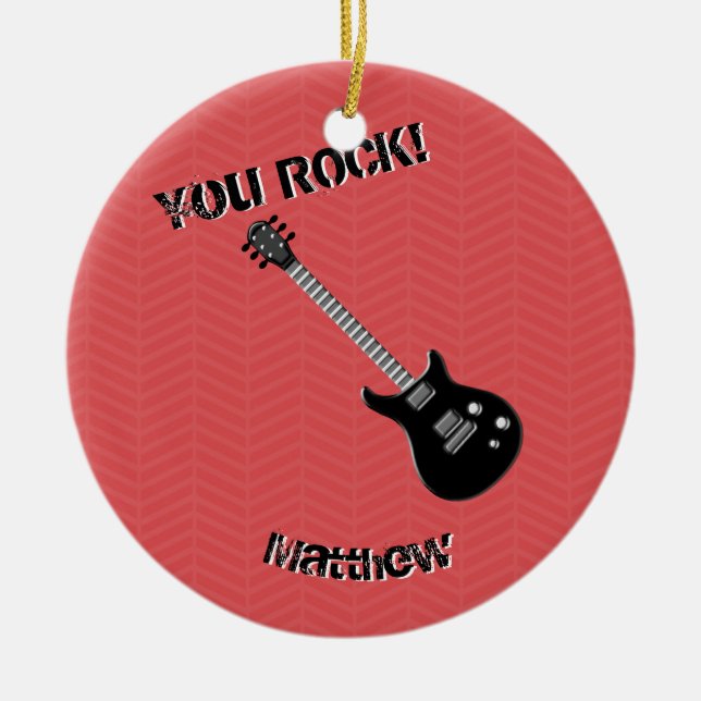 Guitar Rock Star Ceramic Ornament (Front)