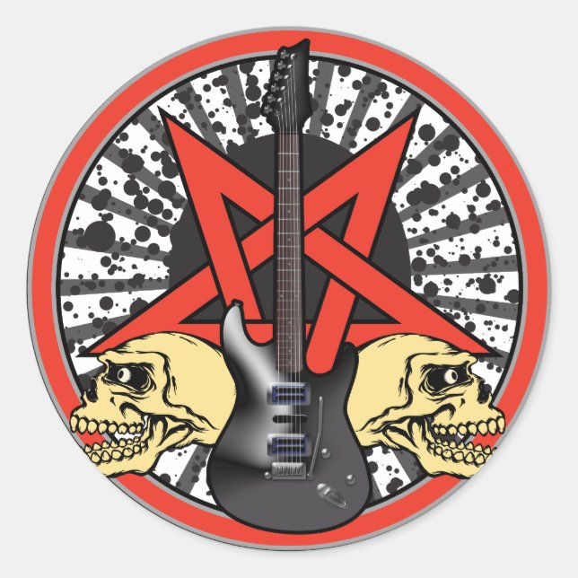 Guitar Rock Star Classic Round Sticker (Front)