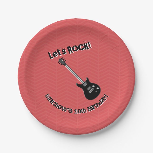 Guitar Rock Star Paper Plates (Front)