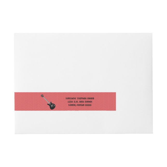 Guitar Rock Star Wrap Around Address Label (Front)