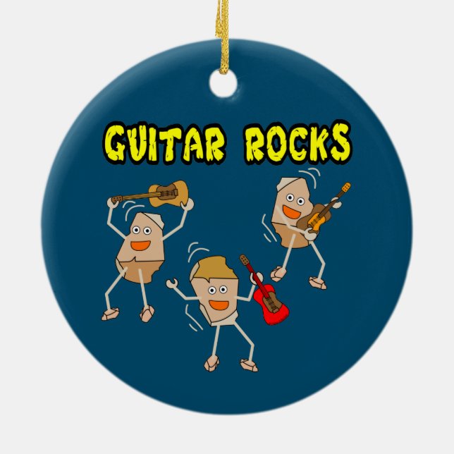 Guitar Rocks Ceramic Ornament (Back)