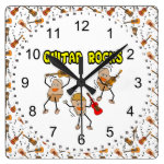 Guitar Rocks Square Wall Clock