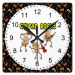 Guitar Rocks Square Wall Clock