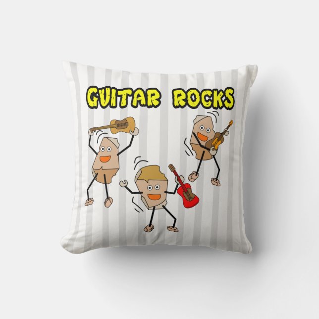 Guitar Rocks Throw Pillow (Front)