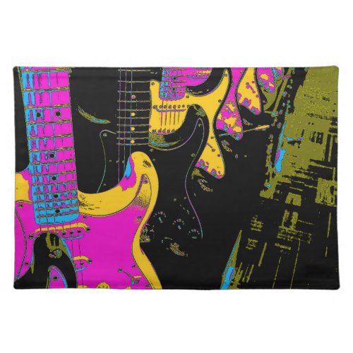 Guitar Row _ Musical Instruments   Cloth Placemat