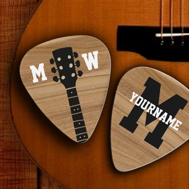 Guitar Rustic Wood Guitarist Name Initial Cool Pick (Creator Uploaded)