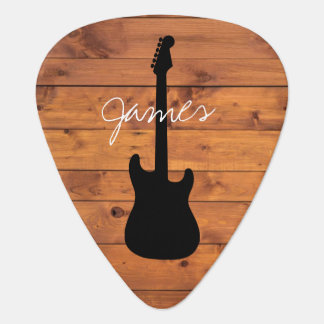 Guitar Rustic Wood Handwritten Name Pick