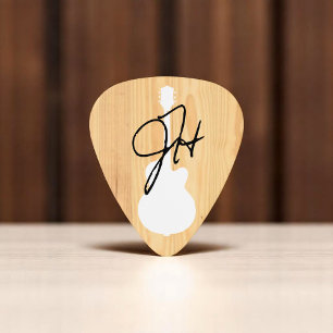 Guitar Rustic Wood Monogram Guitar Pick