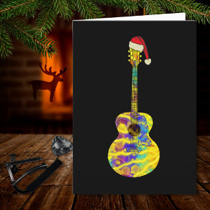 guitar Santa Colorful  Card
