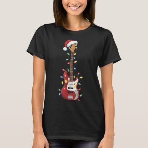 Guitar Santa Hat Christmas Lights B Player Guitari T-Shirt