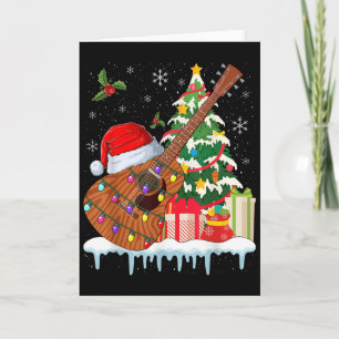 Guitar Santa Hat Christmas Musicians Guitars  Card