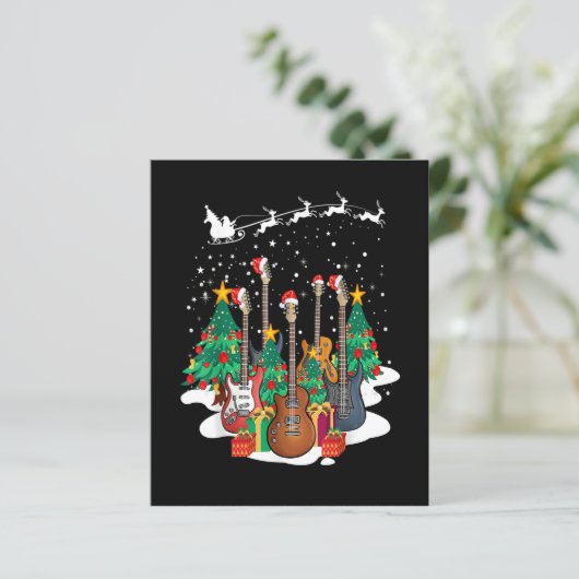 Guitar Santa Hat Christmas Tree Funny Music Loves (Standing Front)