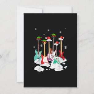 Guitar Santa Hat Christmas Tree Funny Music Loves  Invitation