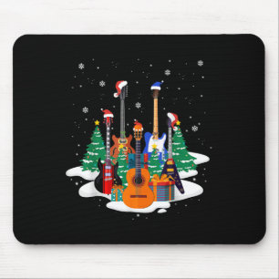 Guitar Santa Hat Christmas Tree Funny Music Loves Mouse Pad