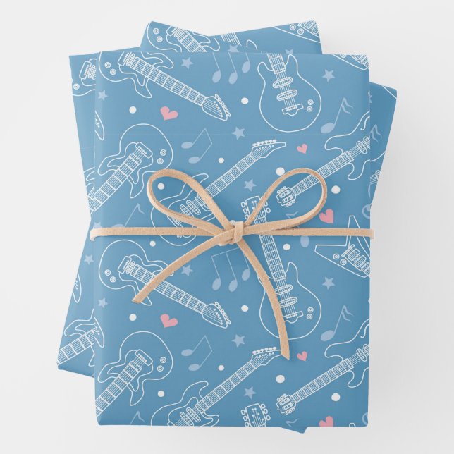 Guitar Seamless Pattern Wrapping Paper Sheets (In situ)