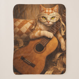 Guitar Serenade, A Sweet Notes Cat Portrait Sherpa Blanket