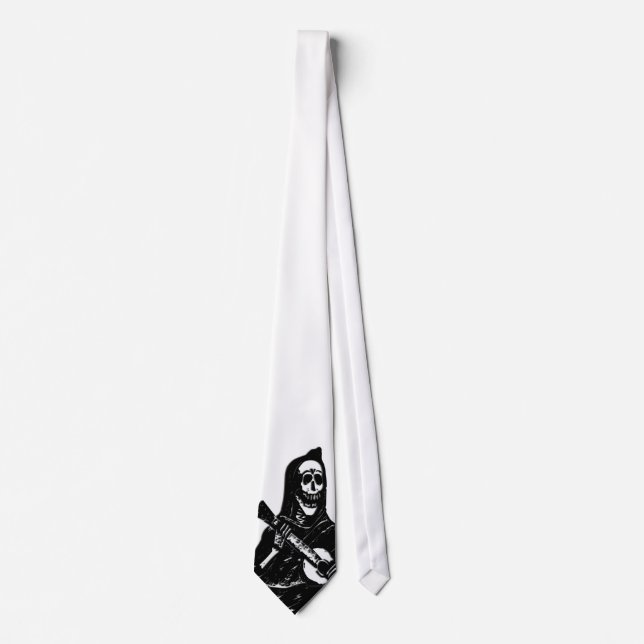 Guitar Serenading Skeleton  Neck Tie (Front)