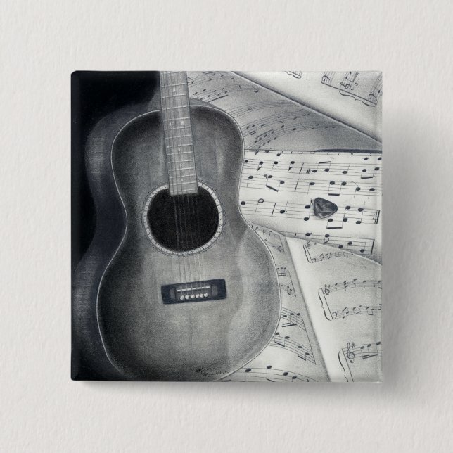 Guitar & Sheet Music Button (Front)