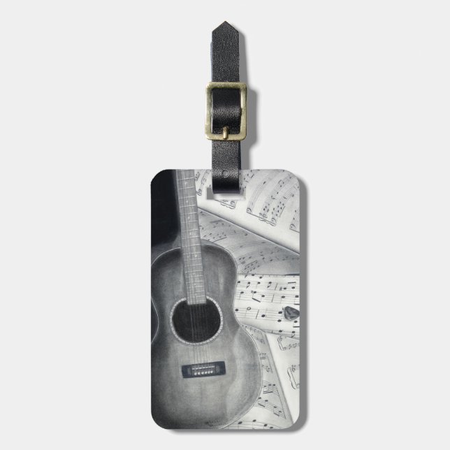 Guitar & Sheet Music Luggage Tag (Front Vertical)