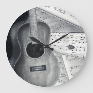 Guitar & Sheet Music Wall Clock