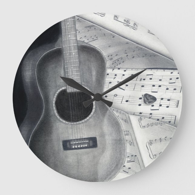 Guitar & Sheet Music Wall Clock (Front)