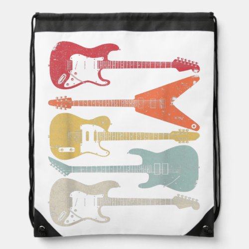 Guitar Shirt Retro Style Gift For Guitarist  Drawstring Bag