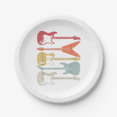 Guitar Shirt Retro Style Gift For Guitarist  Paper Plates