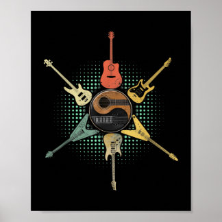 Guitar Shirt. Retro Style, Gift For Guitarist Poster
