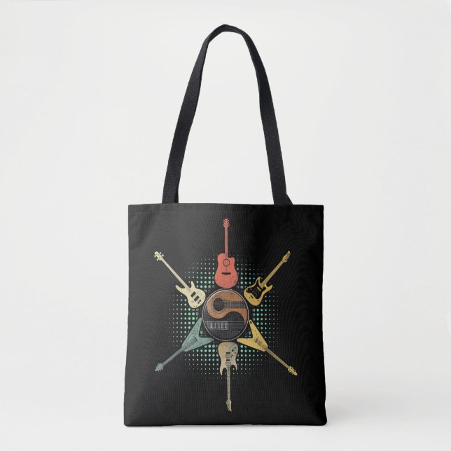 Guitar Shirt. Retro Style, Gift For Guitarist Tote Bag (Front)