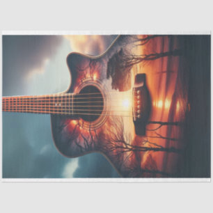 Guitar Silhouette Decoupage Tissue Paper